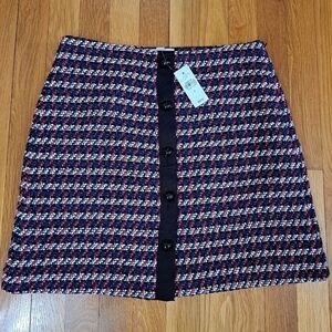 LOFT Colorful Tweed Button-Front Mini Skirt